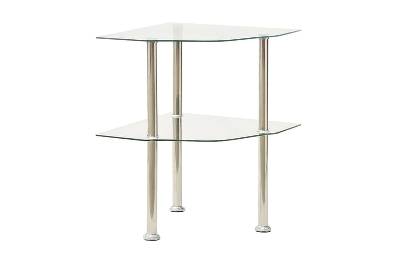 Sidobord med 2 hyllplan genomskinligt 38x38x50 cm härdat gla - Transparent - Möbler - Vardagsrum - Soffbord & vardagsrumsbord - Sidobord & lampbord