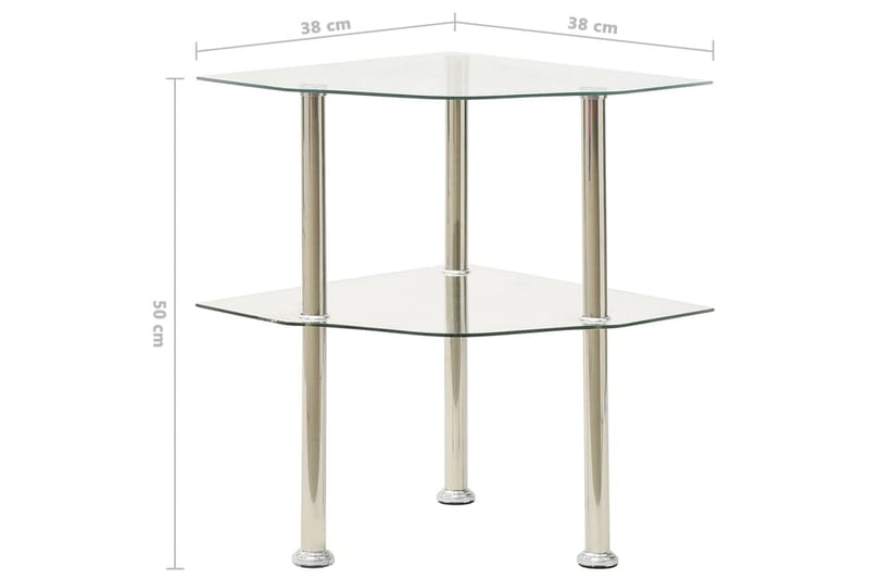 Sidobord med 2 hyllplan genomskinligt 38x38x50 cm härdat gla - Transparent - Möbler - Vardagsrum - Soffbord & vardagsrumsbord - Sidobord & lampbord