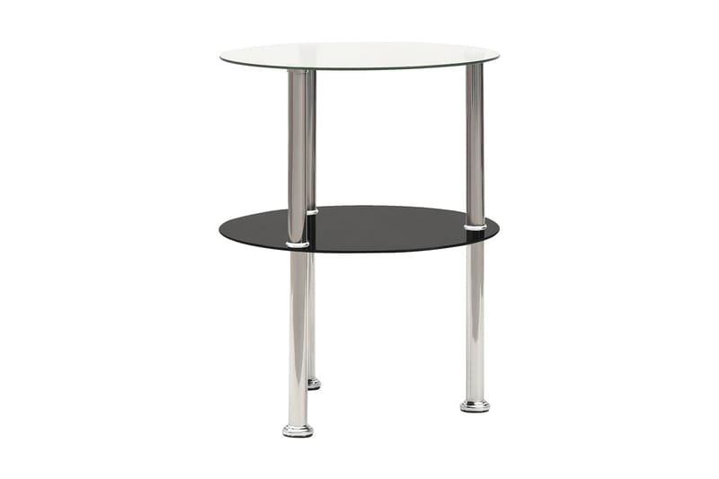Sidobord med 2 hyllplan genomskinligt & svart 38 cm härdat g - Svart - Möbler - Vardagsrum - Soffbord & vardagsrumsbord - Sidobord & lampbord