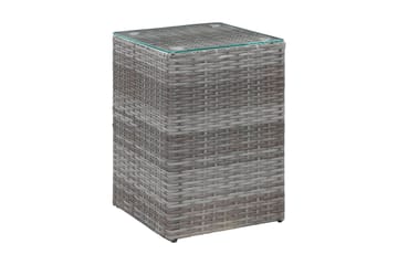 Sidobord med glasskiva grå 35x35x52 cm konstrotting - Grå - Möbler - Vardagsrum - Soffbord & vardagsrumsbord - Sidobord & lampbord