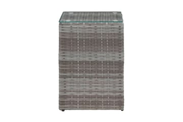 Sidobord med glasskiva grå 35x35x52 cm konstrotting - Grå - M�öbler - Vardagsrum - Soffbord & vardagsrumsbord - Sidobord & lampbord