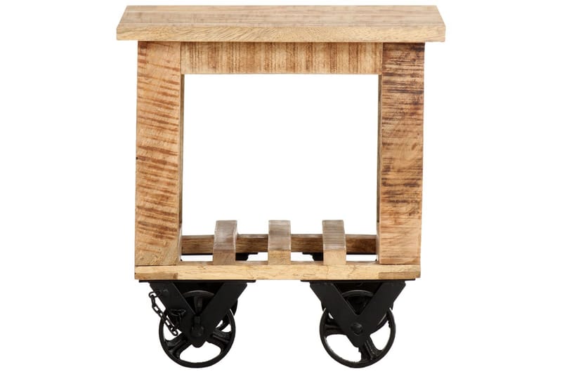 Sidobord med hjul 40x40x42 cm grovt mangoträ - Brun - Brickbord - Bord - Sidobord & lampbord