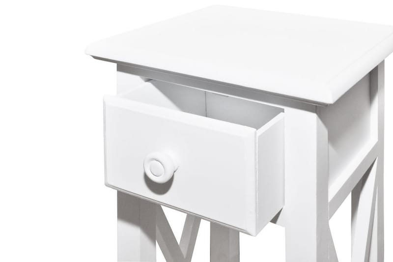 Sidobord med låda vit - Vit - Brickbord - Bord - Sidobord & lampbord