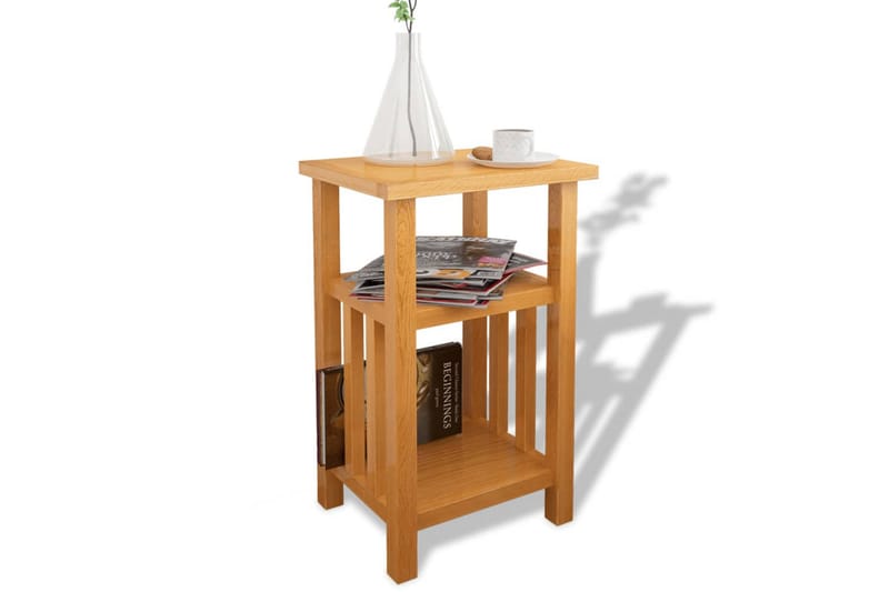 Sidobord med tidningshylla 27x35x55 cm massiv ek - Brun - Möbler - Vardagsrum - Soffbord & vardagsrumsbord - Sidobord & lampbord