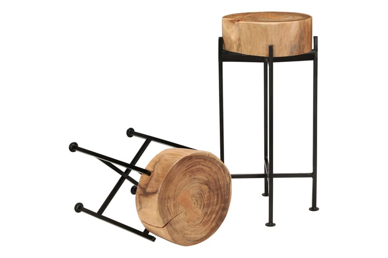 Sidobordsset 2 delar massivt akaciaträ - Brun - Möbler - Vardagsrum - Soffbord & vardagsrumsbord - Sidobord & lampbord