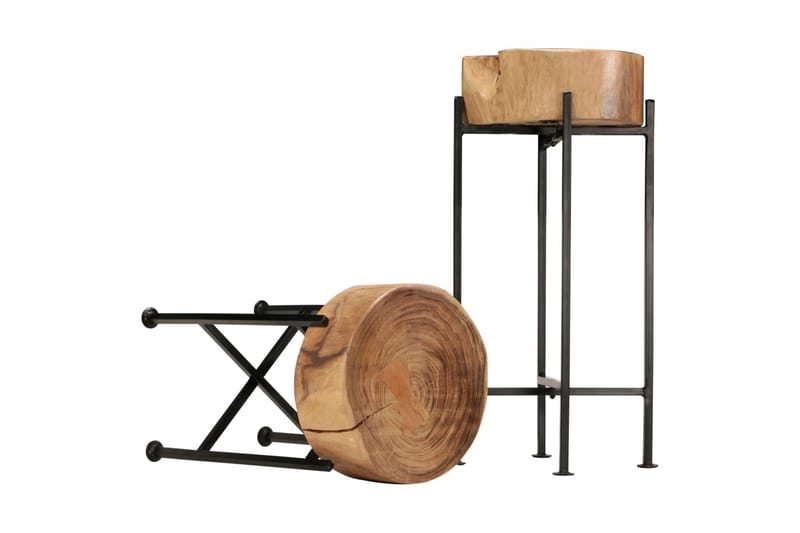 Sidobordsset 2 delar massivt akaciaträ - Brun - Möbler - Vardagsrum - Soffbord & vardagsrumsbord - Sidobord & lampbord