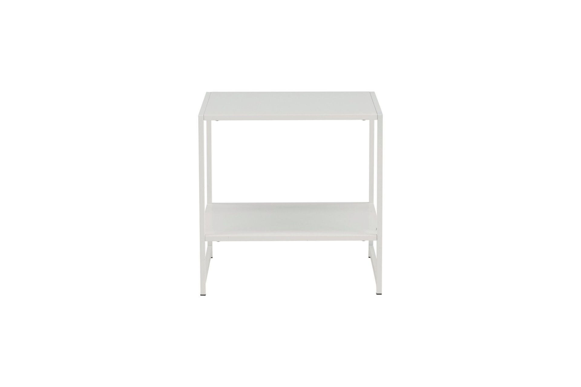 Staal Sidobord med Hylla - Vit