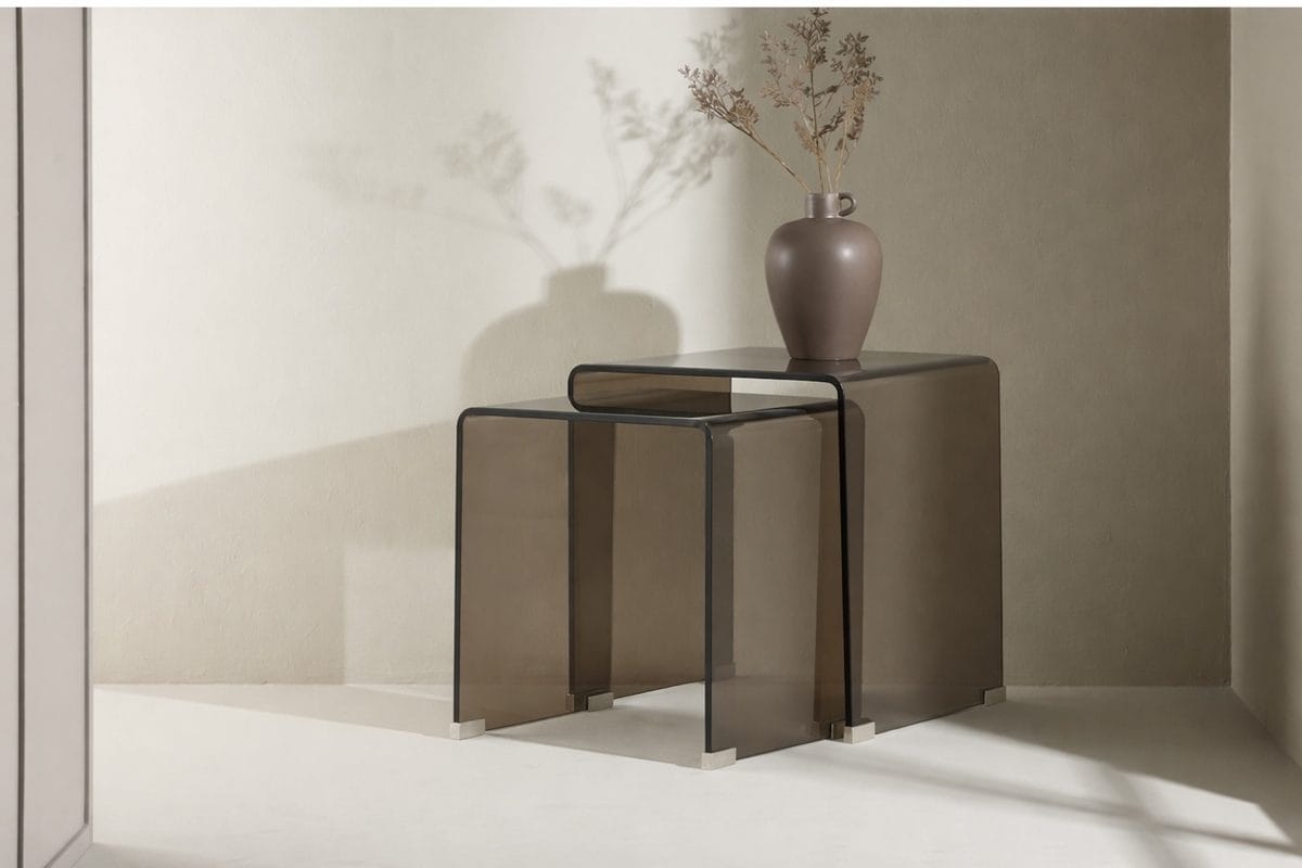 Sidobord Telemark 36 cm - Bruntonat glas