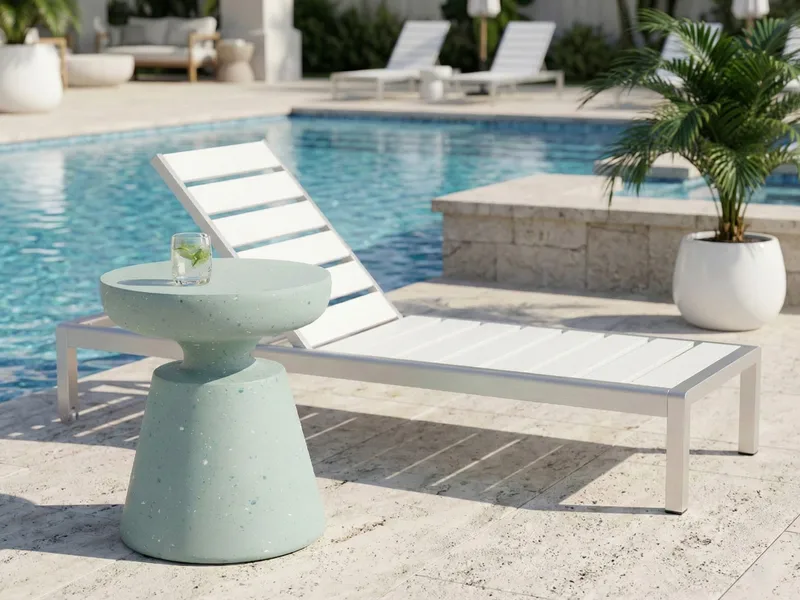 Sidobord utomhus Mincio 45 cm Terrazzoeffekt - Grön - Utemöbler - Trädgårdsbord & Utebord - Sidobord utomhus