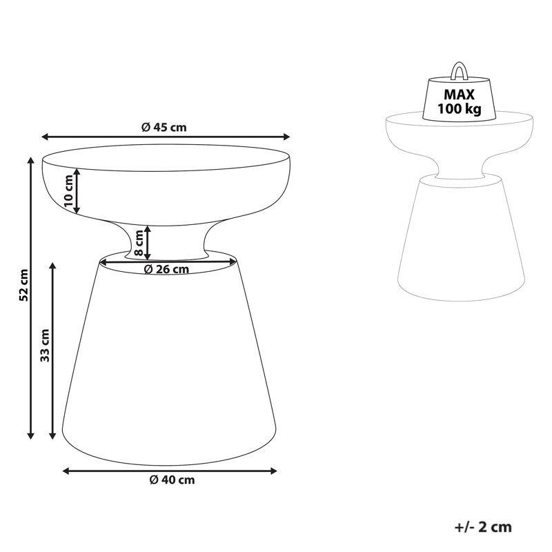 Sidobord utomhus Mincio 45 cm Terrazzoeffekt - Grön - Utemöbler - Trädgårdsbord & Utebord - Sidobord utomhus