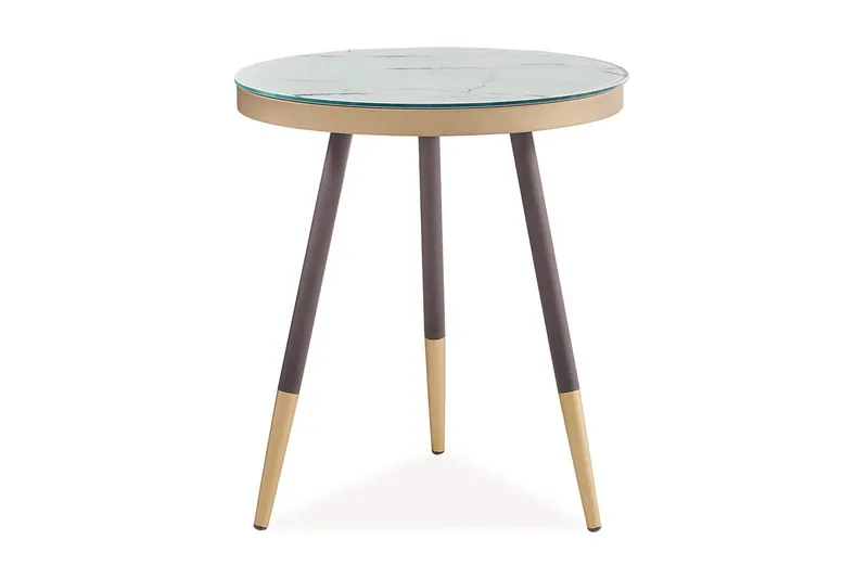 Vagaia Sidobord 45 cm Runt, Glas/Vit/Svart