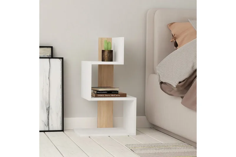 Sidobord Veyaie Vit / Ek - Vit - Möbler - Vardagsrum - Soffbord & vardagsrumsbord - Brickbord