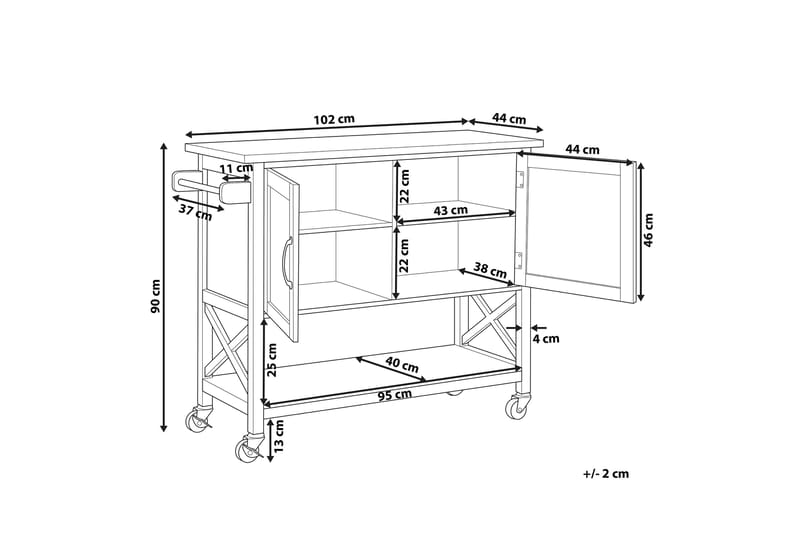 VIGNOC Serveringsvagn 102 cm Vit - Brickbord - Bord - Sidobord & lampbord