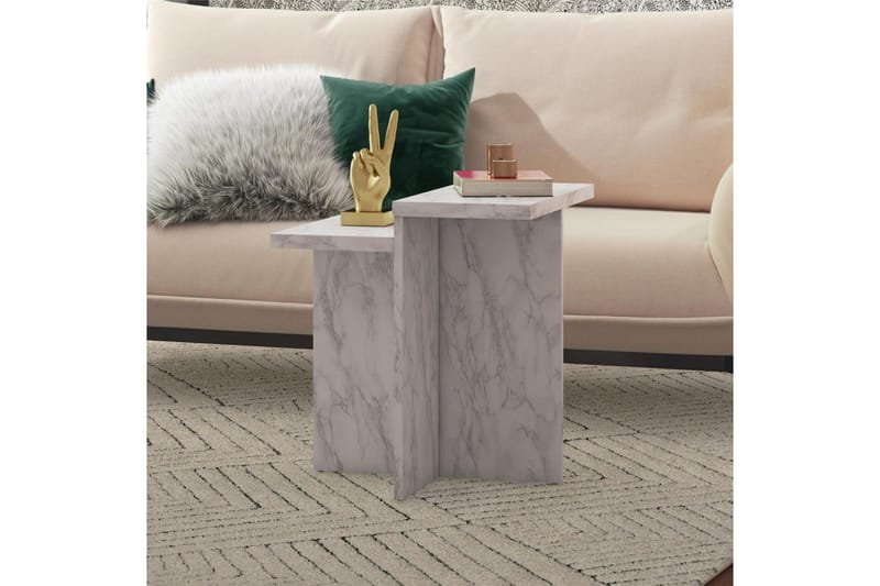 Sidobord/Avslutningsbord Brielle Vit Marmor - Vit Marmor - Möbler - Vardagsrum - Soffbord & vardagsrumsbord - Brickbord