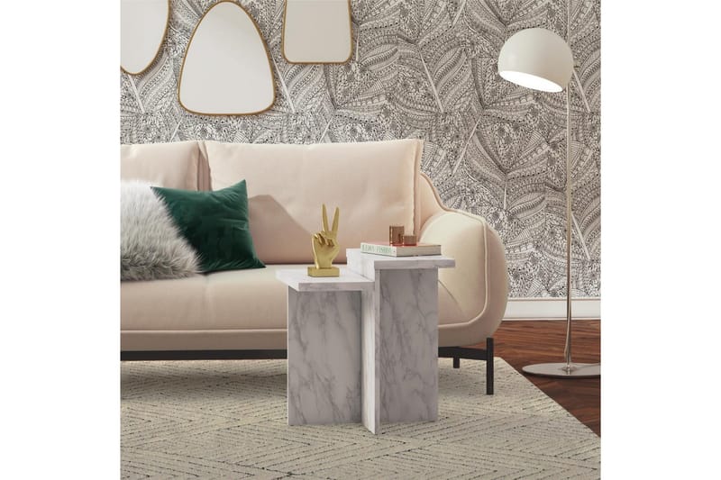 Sidobord/Avslutningsbord Brielle Vit Marmor - Vit Marmor - Möbler - Vardagsrum - Soffbord & vardagsrumsbord - Brickbord
