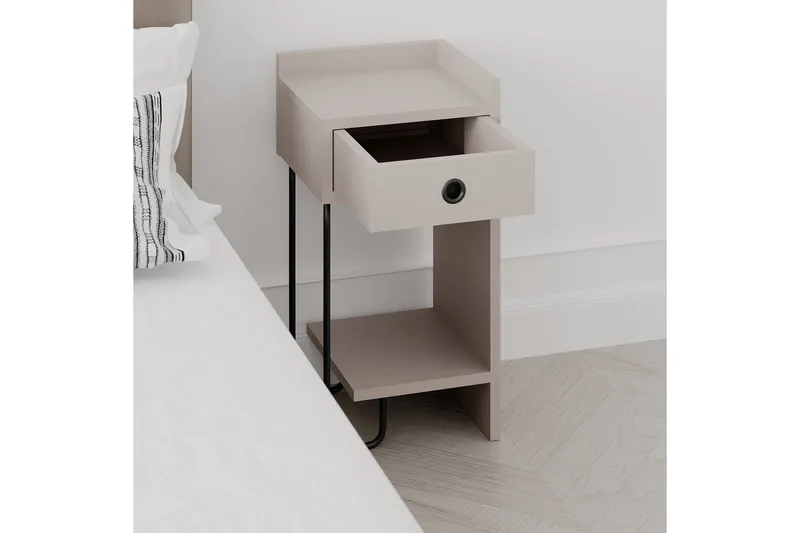 Sirius Sängbord 32x30 cm Ljusbrun - Hanah Home - Möbler - Sovrum - Sängbord