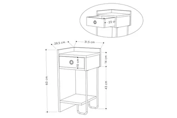 Sirius Sängbord 32x30 cm Ljusbrun - Hanah Home - Möbler - Sovrum - Sängbord