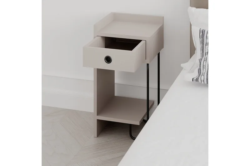 Sirius Sängbord 32x30 cm Ljusbrun - Hanah Home - Möbler - Sovrum - Sängbord