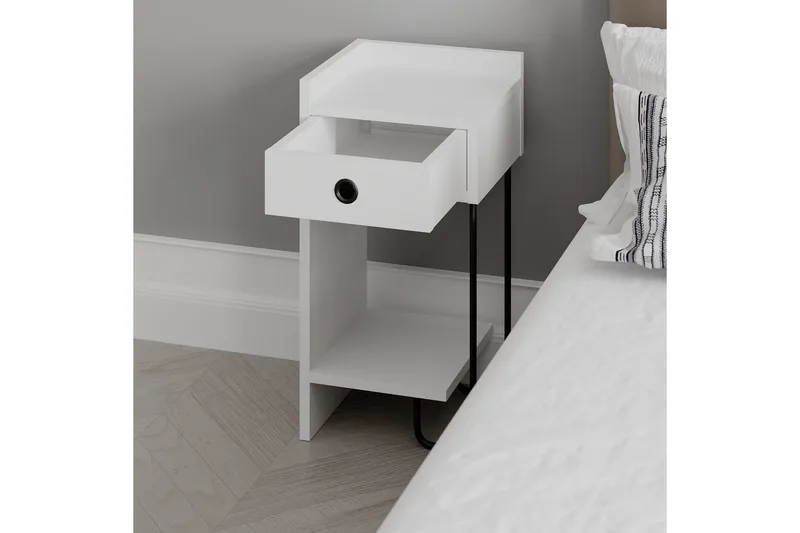 Sirius Sängbord 32x30 cm Vit - Hanah Home - Möbler - Sovrum - Sängbord