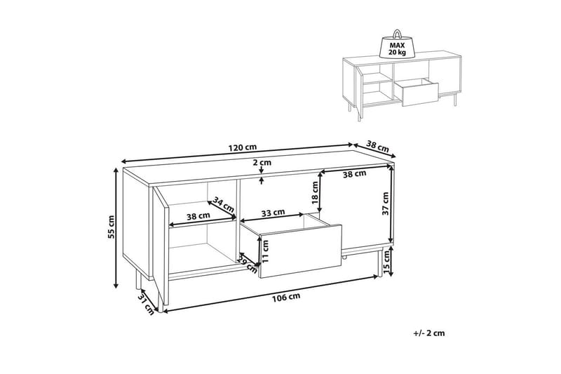 Skänk Okland Vitt, mörkt trä - Vitt, mörkt trä - Förvaring - Förvaringsmöbler - Skänkar & sideboards