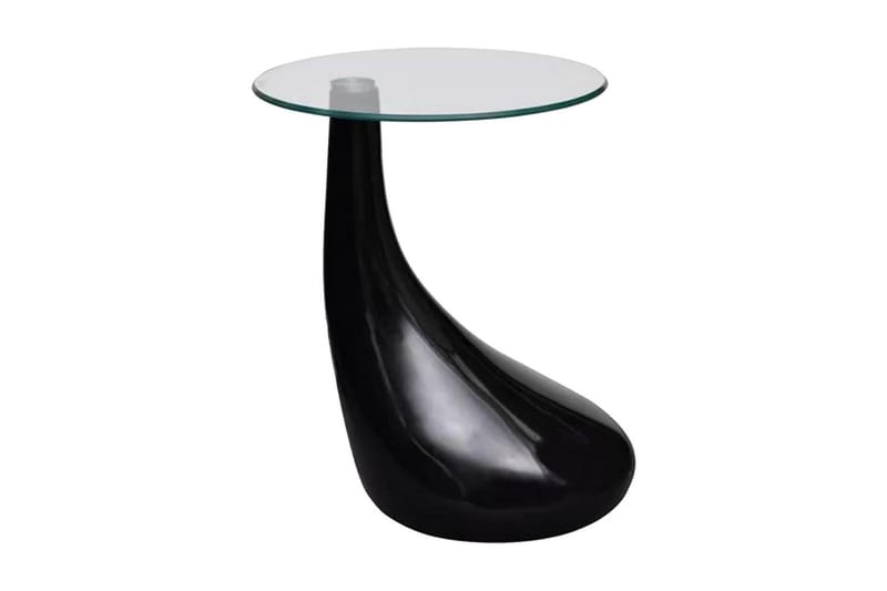 Soffbord 2 st med rund bordsskiva i glas högglans svart - Svart - Bord - Satsbord