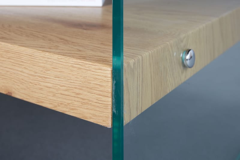ADELARD Soffbord 110 cm med Förvaring Hylla Glas/Natur/Brun - Soffbord - Bord