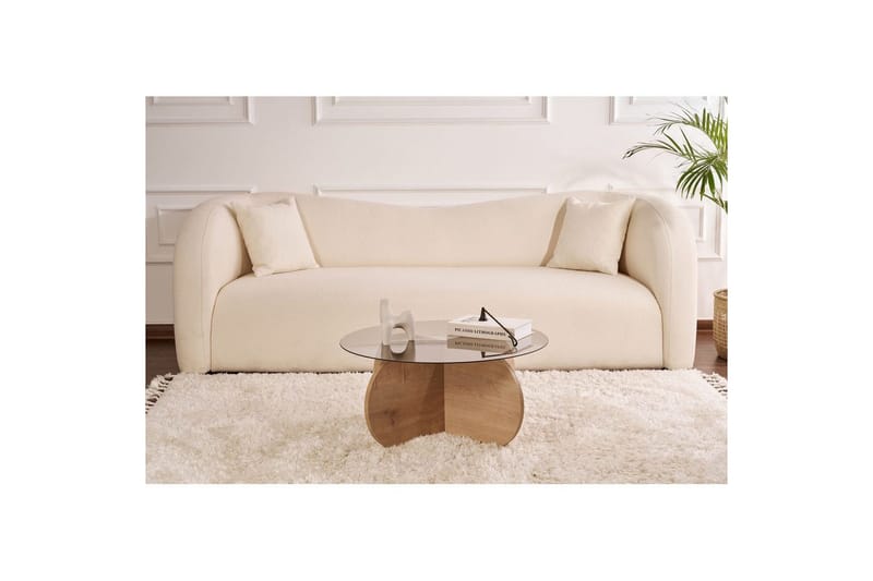 Soffbord Aeris 75 cm med Glasskiva - Safir Ek / Rök - Möbler - Vardagsrum - Soffbord & vardagsrumsbord - Soffbord