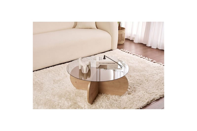 Soffbord Aeris 75 cm med Glasskiva - Safir Ek / Rök - Möbler - Vardagsrum - Soffbord & vardagsrumsbord - Soffbord