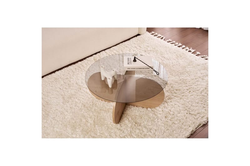 Soffbord Aeris 75 cm med Glasskiva - Safir Ek / Rök - Möbler - Vardagsrum - Soffbord & vardagsrumsbord - Soffbord