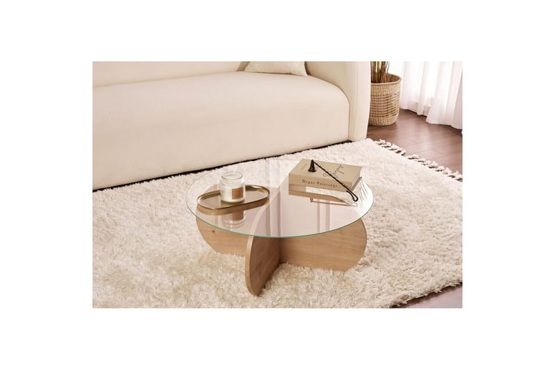 Soffbord Aeris 75 cm med Glasskiva - Safir Ek / Transparent - Möbler - Vardagsrum - Soffbord & vardagsrumsbord - Soffbord
