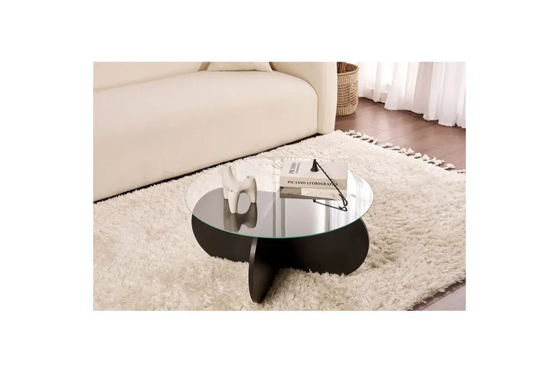 Soffbord Aeris 75 cm med Glasskiva - Trä Svart / Rökt - Möbler - Vardagsrum - Soffbord & vardagsrumsbord - Soffbord