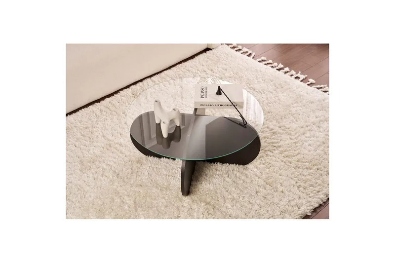 Soffbord Aeris 75 cm med Glasskiva - Trä Svart / Rökt - Möbler - Vardagsrum - Soffbord & vardagsrumsbord - Soffbord