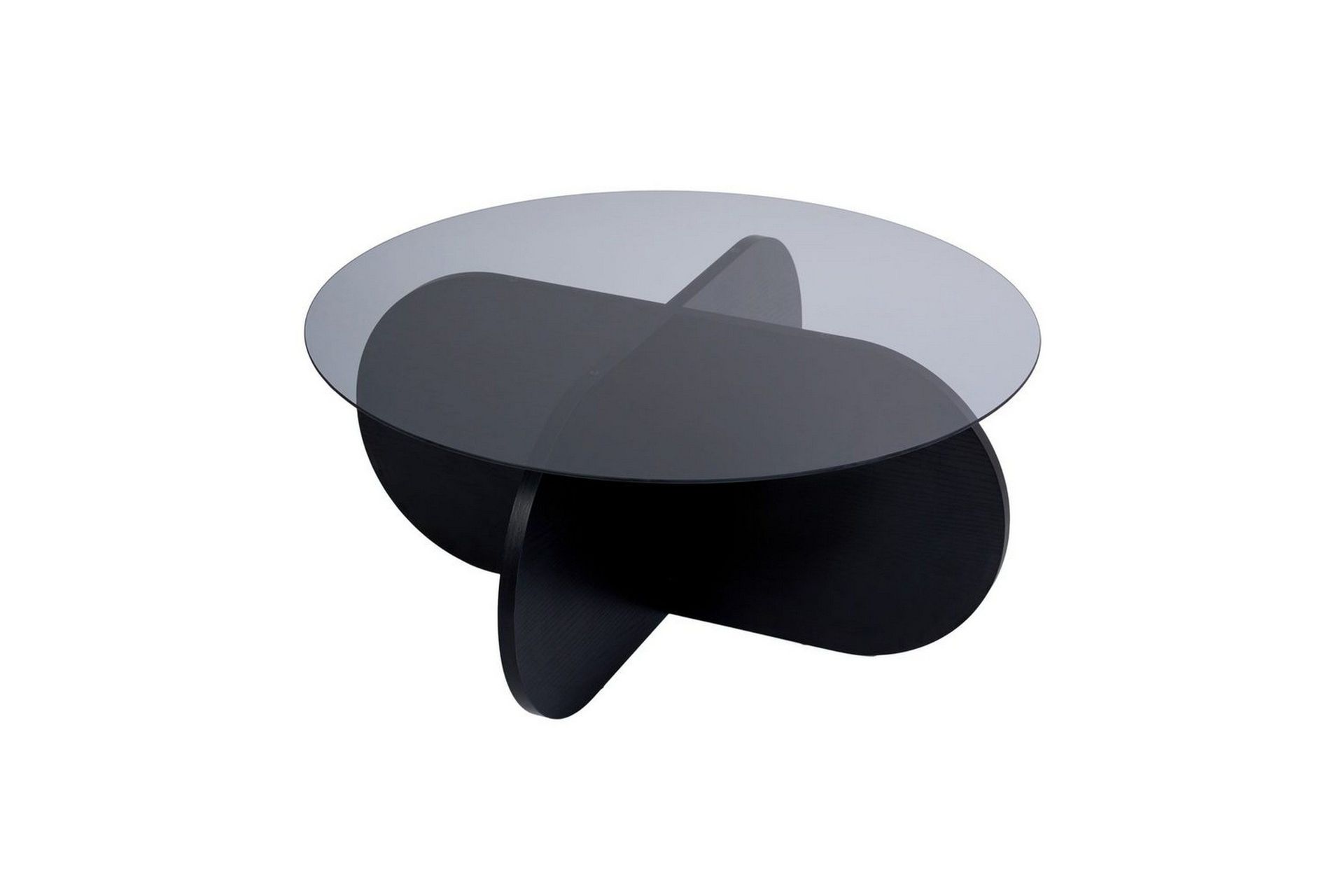 soffbord aeris 75 cm med glasskiva - trä svart / rökt