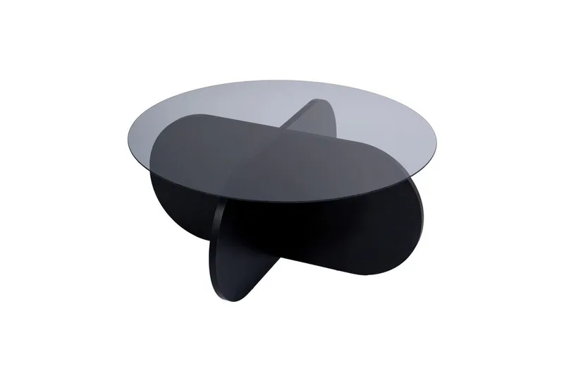 Soffbord Aeris 75 cm med Glasskiva, Trä Svart / Rökt