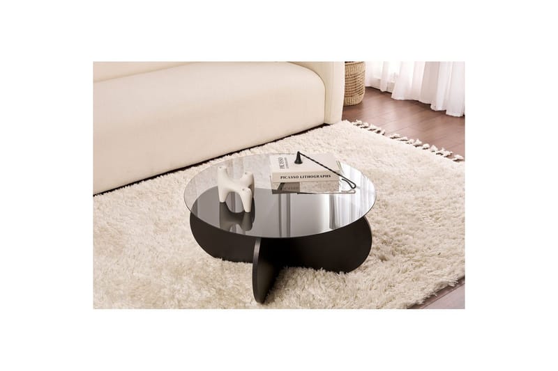 Soffbord Aeris 75 cm med Glasskiva - Trä Svart / Transparent - Möbler - Vardagsrum - Soffbord & vardagsrumsbord - Soffbord