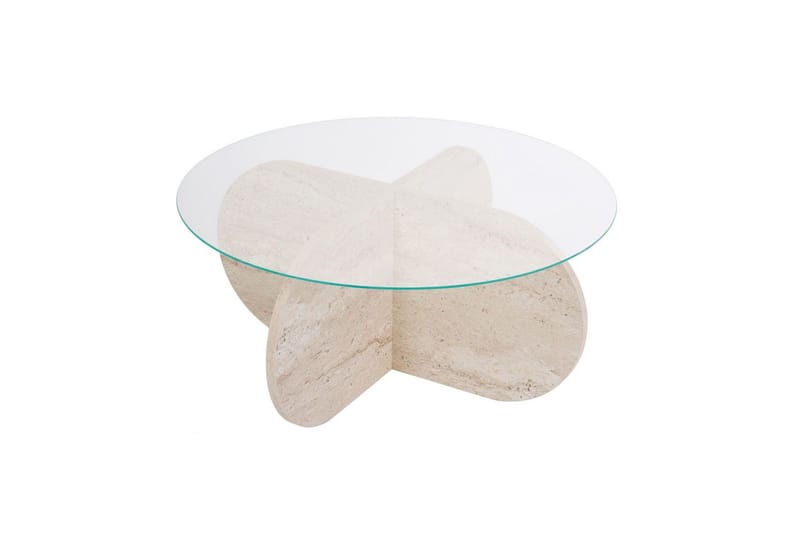 Soffbord Aeris 75 cm med Glasskiva - Travertin / Transparent - Möbler - Vardagsrum - Soffbord & vardagsrumsbord - Soffbord
