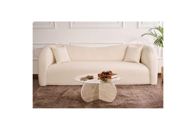 Soffbord Aeris 75 cm med Glasskiva - Travertin / Transparent - Möbler - Vardagsrum - Soffbord & vardagsrumsbord - Soffbord