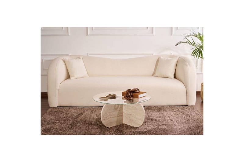 Soffbord Aeris 75 cm med Glasskiva - Travertin / Transparent - Möbler - Vardagsrum - Soffbord & vardagsrumsbord - Soffbord