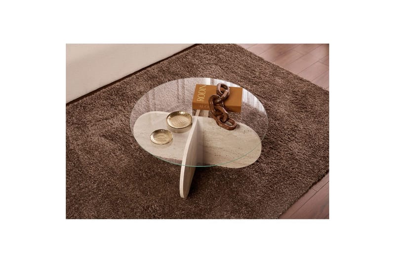 Soffbord Aeris 75 cm med Glasskiva - Travertin / Transparent - Möbler - Vardagsrum - Soffbord & vardagsrumsbord - Soffbord