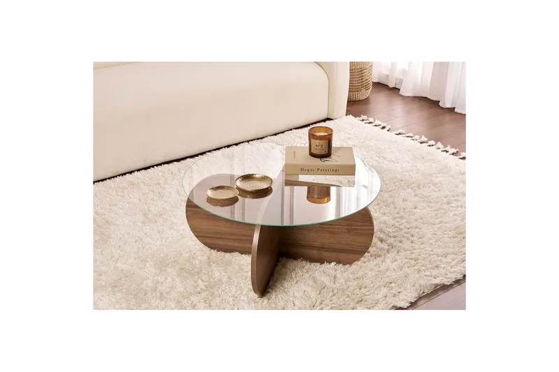 Soffbord Aeris 75 cm med Glasskiva - Valnöt / Transparent - Möbler - Vardagsrum - Soffbord & vardagsrumsbord - Soffbord