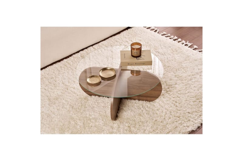 Soffbord Aeris 75 cm med Glasskiva - Valnöt / Transparent - Möbler - Vardagsrum - Soffbord & vardagsrumsbord - Soffbord