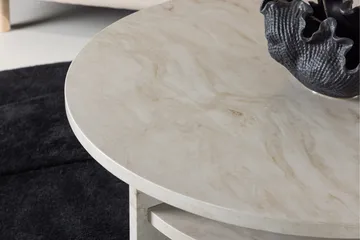 Ålesund Runt Travertin Soffbord 85 cm - Beige - Möbler - Vardagsrum - Soffbord & vardagsrumsbord - Soffbord