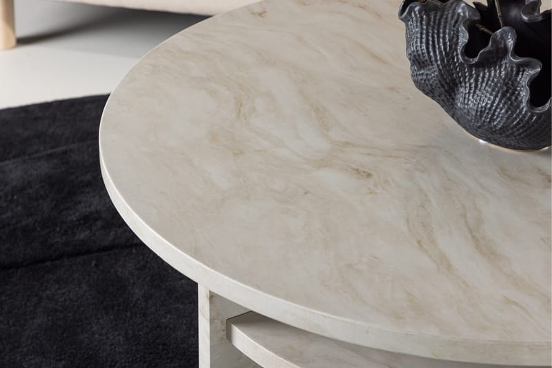 Ålesund Runt Travertin Soffbord 85 cm - Beige - Möbler - Vardagsrum - Soffbord & vardagsrumsbord - Soffbord