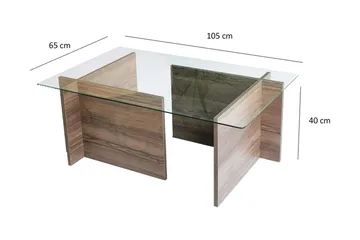 Almasi Rektangulärt Soffbord 105x40x105 cm - Brun / Valnöt / Glas - Möbler - Vardagsrum - Soffbord & vardagsrumsbord - Soffbord