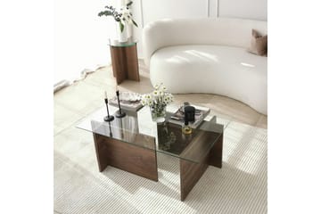 Almasi Rektangulärt Soffbord 105x40x105 cm - Brun / Valnöt / Glas - Möbler - Vardagsrum - Soffbord & vardagsrumsbord - Soffbord