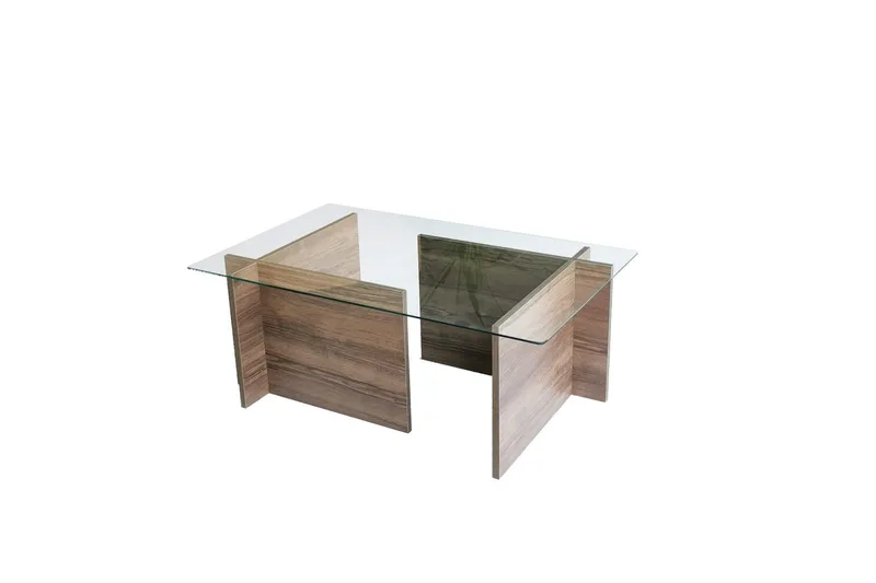 Almasi Rektangulärt Soffbord 105x40x105 cm - Brun / Valnöt / Glas - Möbler - Vardagsrum - Soffbord & vardagsrumsbord - Soffbord