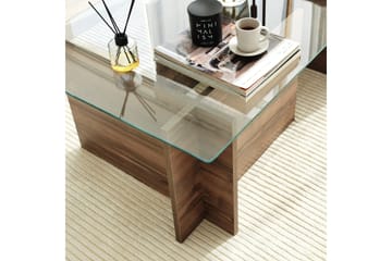 Almasi Rektangulärt Soffbord 105x40x105 cm - Brun / Valnöt / Glas - Möbler - Vardagsrum - Soffbord & vardagsrumsbord - Soffbord