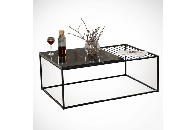 ALSBO Soffbord 95 cm Marmormönster Ribbor Svart - Möbler - Vardagsrum - Soffbord & vardagsrumsbord - Soffbord