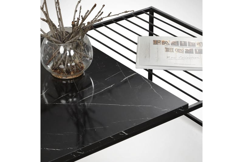 ALSBO Soffbord 95 cm Marmormönster Ribbor Svart - Möbler - Vardagsrum - Soffbord & vardagsrumsbord - Soffbord