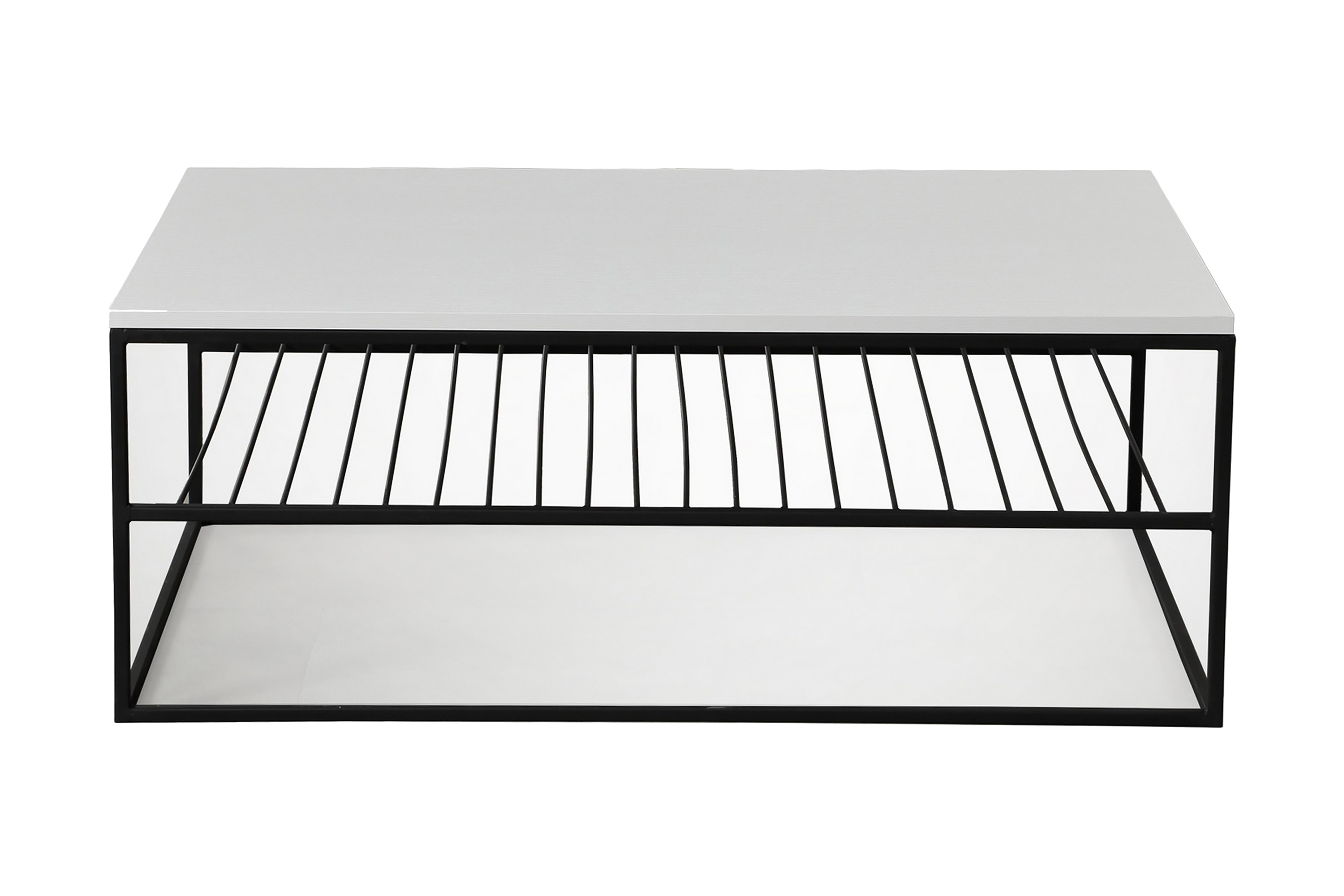 alsbo soffbord 95 cm med förvaring hyllor ribbor vit/svart -